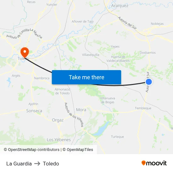 La Guardia to Toledo map