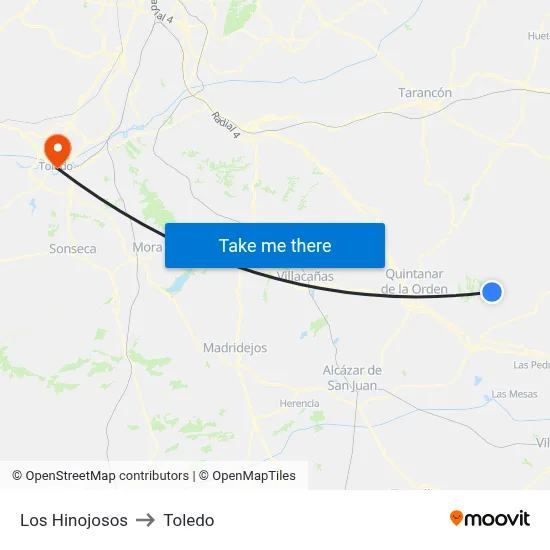 Los Hinojosos to Toledo map