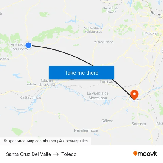 Santa Cruz Del Valle to Toledo map