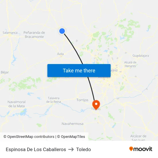 Espinosa De Los Caballeros to Toledo map