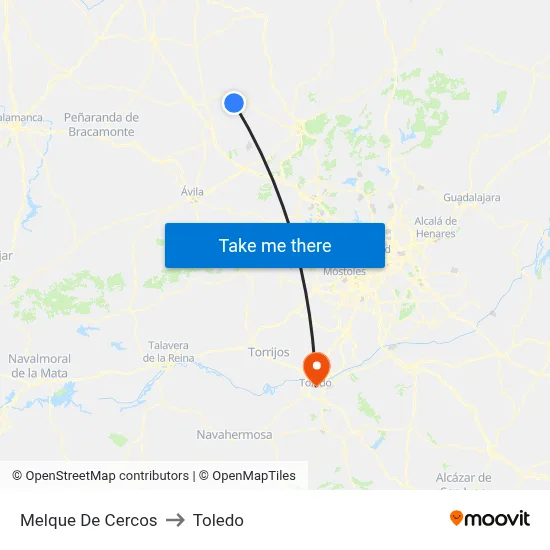 Melque De Cercos to Toledo map