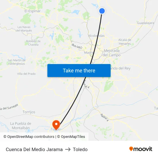 Cuenca Del Medio Jarama to Toledo map