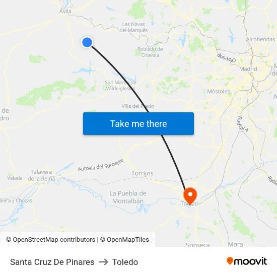 Santa Cruz De Pinares to Toledo map