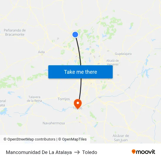 Mancomunidad De La Atalaya to Toledo map