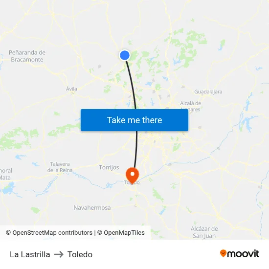 La Lastrilla to Toledo map