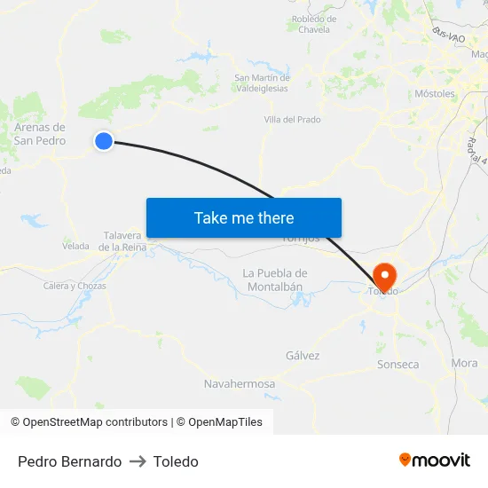 Pedro Bernardo to Toledo map