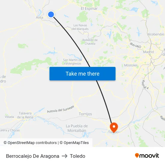 Berrocalejo De Aragona to Toledo map