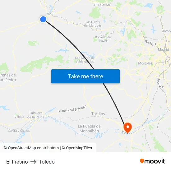 El Fresno to Toledo map