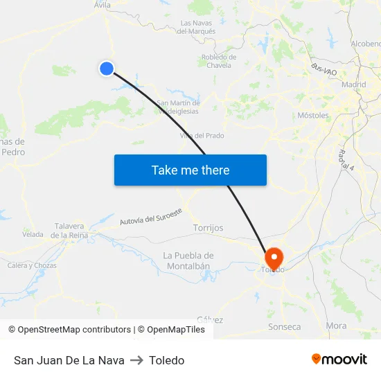 San Juan De La Nava to Toledo map