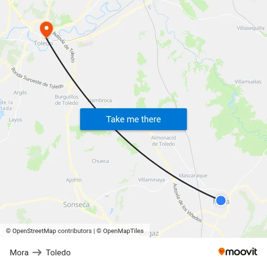 Mora to Toledo map
