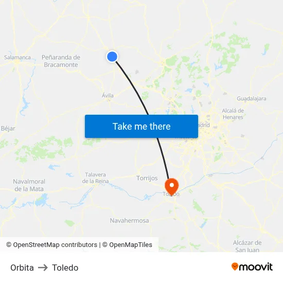 Orbita to Toledo map