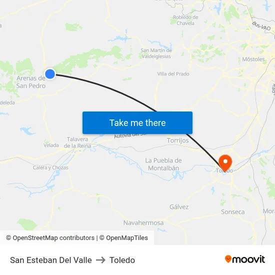 San Esteban Del Valle to Toledo map
