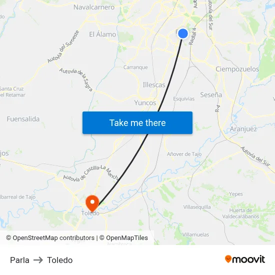 Parla to Toledo map