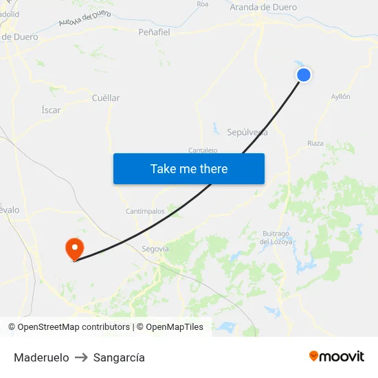 Maderuelo to Sangarcía map