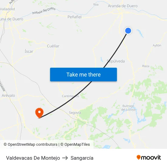 Valdevacas De Montejo to Sangarcía map