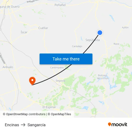 Encinas to Sangarcía map