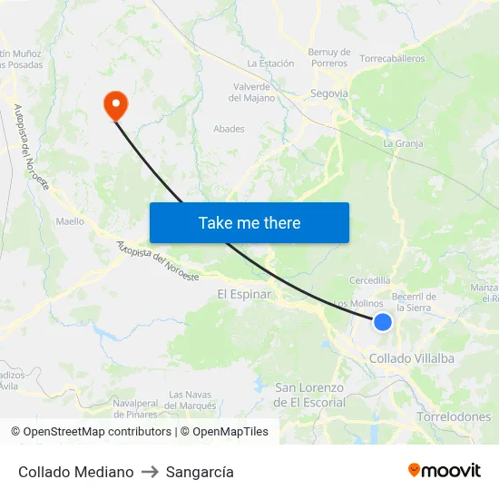 Collado Mediano to Sangarcía map