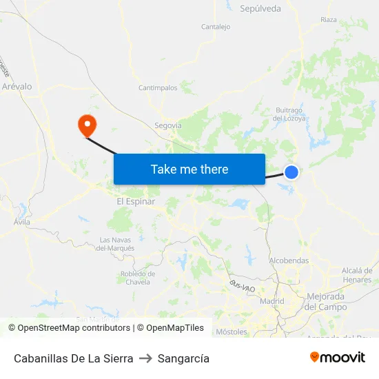 Cabanillas De La Sierra to Sangarcía map