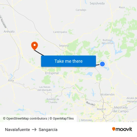 Navalafuente to Sangarcía map
