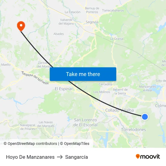 Hoyo De Manzanares to Sangarcía map