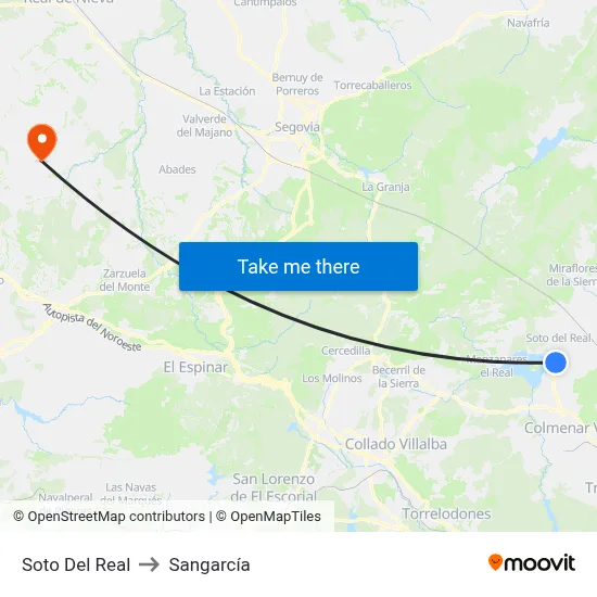 Soto Del Real to Sangarcía map