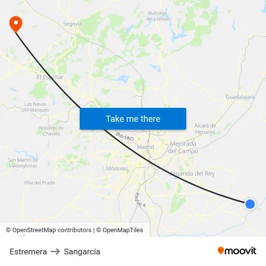 Estremera to Sangarcía map