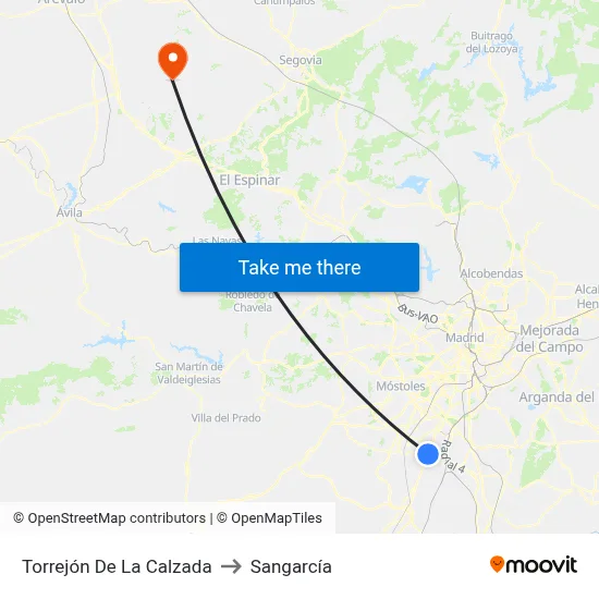 Torrejón De La Calzada to Sangarcía map