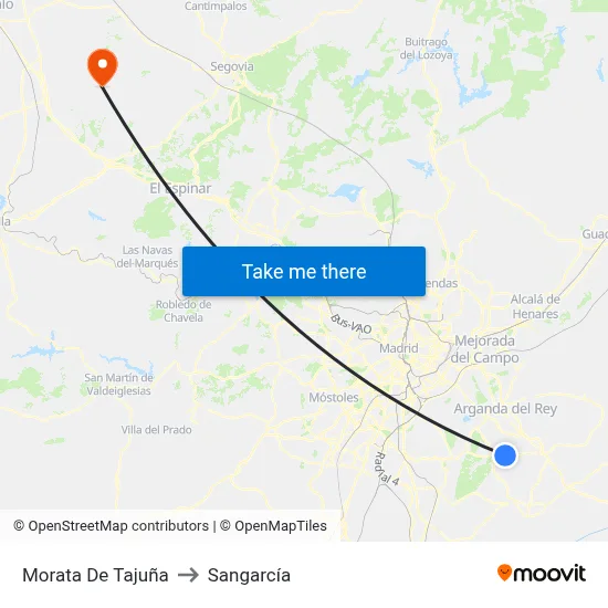 Morata De Tajuña to Sangarcía map