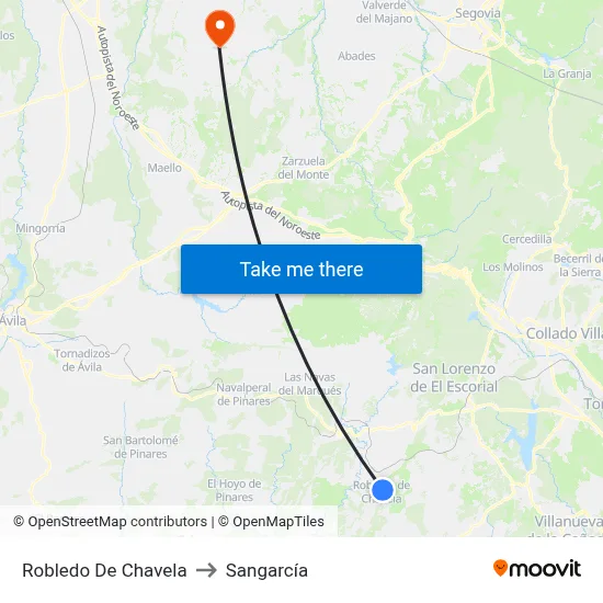 Robledo De Chavela to Sangarcía map