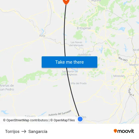 Torrijos to Sangarcía map