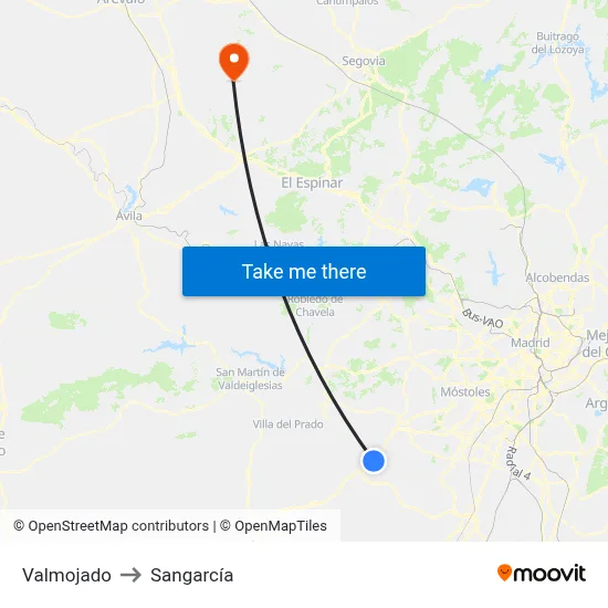 Valmojado to Sangarcía map