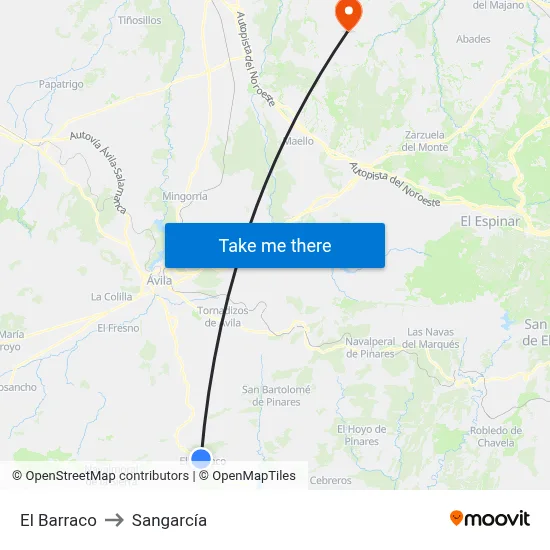 El Barraco to Sangarcía map
