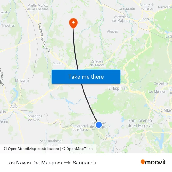 Las Navas Del Marqués to Sangarcía map