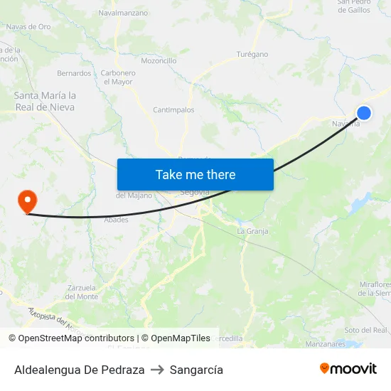 Aldealengua De Pedraza to Sangarcía map