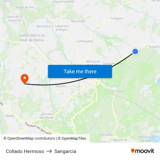 Collado Hermoso to Sangarcía map