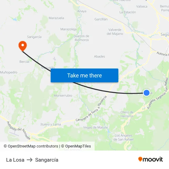 La Losa to Sangarcía map