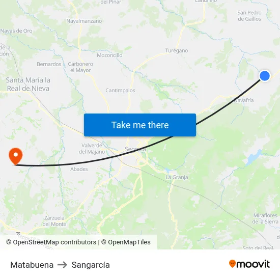 Matabuena to Sangarcía map