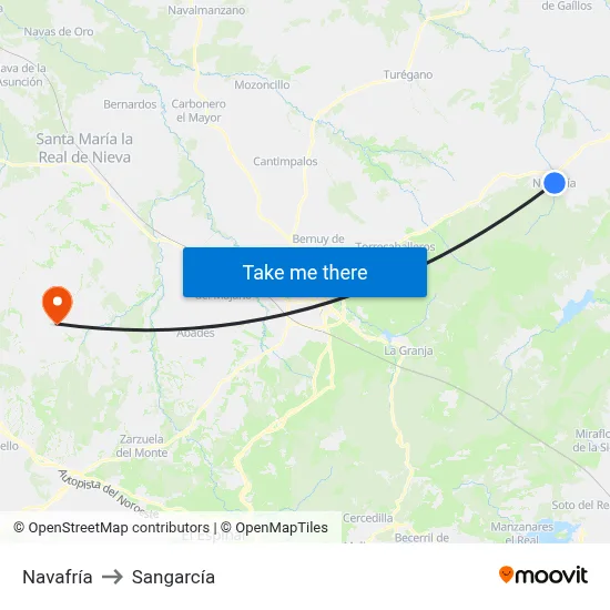 Navafría to Sangarcía map