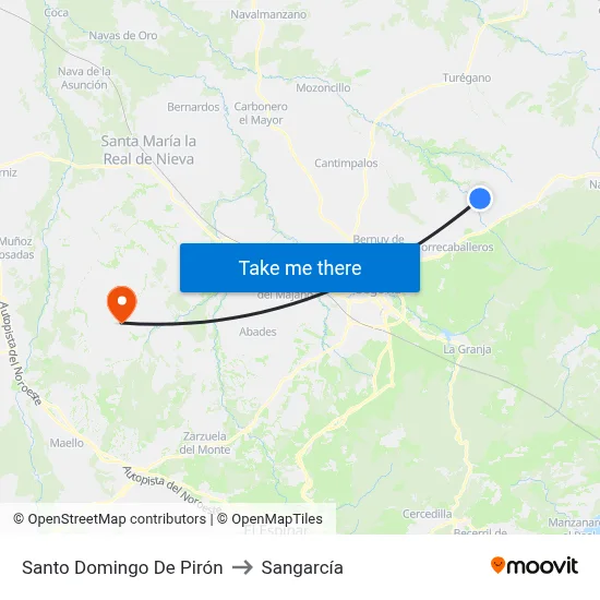 Santo Domingo De Pirón to Sangarcía map