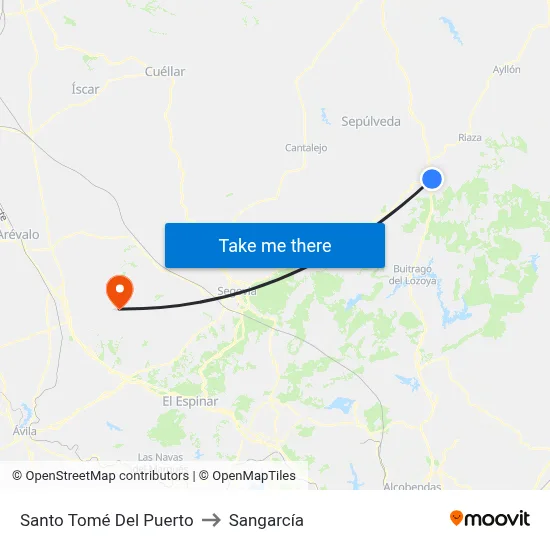 Santo Tomé Del Puerto to Sangarcía map