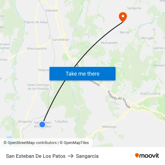 San Esteban De Los Patos to Sangarcía map
