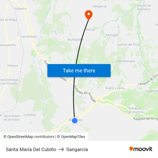Santa María Del Cubillo to Sangarcía map