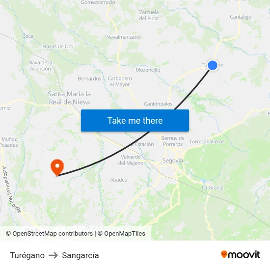 Turégano to Sangarcía map