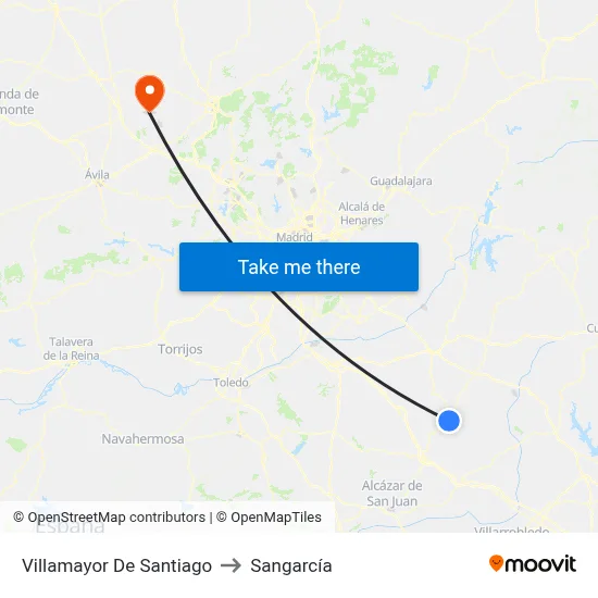 Villamayor De Santiago to Sangarcía map