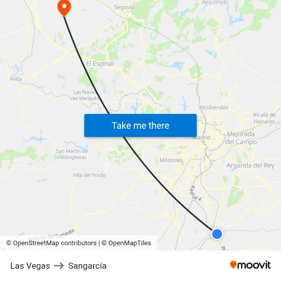 Las Vegas to Sangarcía map