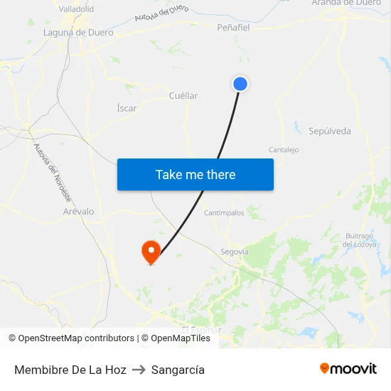 Membibre De La Hoz to Sangarcía map