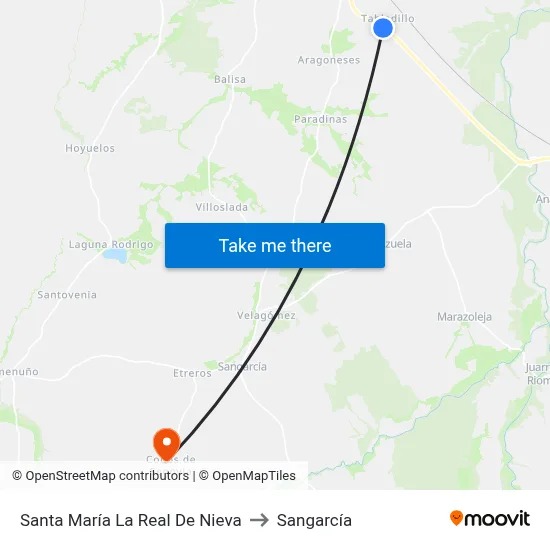 Santa María La Real De Nieva to Sangarcía map