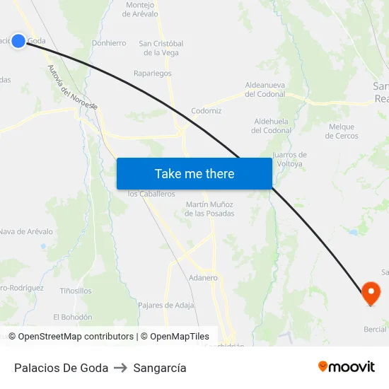 Palacios De Goda to Sangarcía map