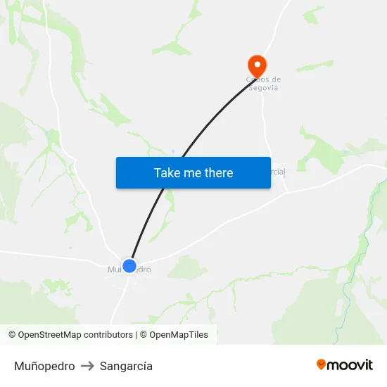 Muñopedro to Sangarcía map