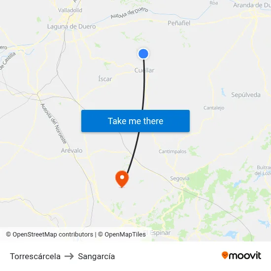 Torrescárcela to Sangarcía map